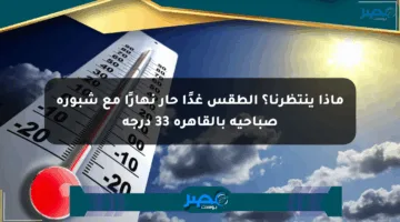 ماذا ينتظرنا؟ الطقس غدًا حار نهارًا مع شبورة صباحية بالقاهرة 33 درجة